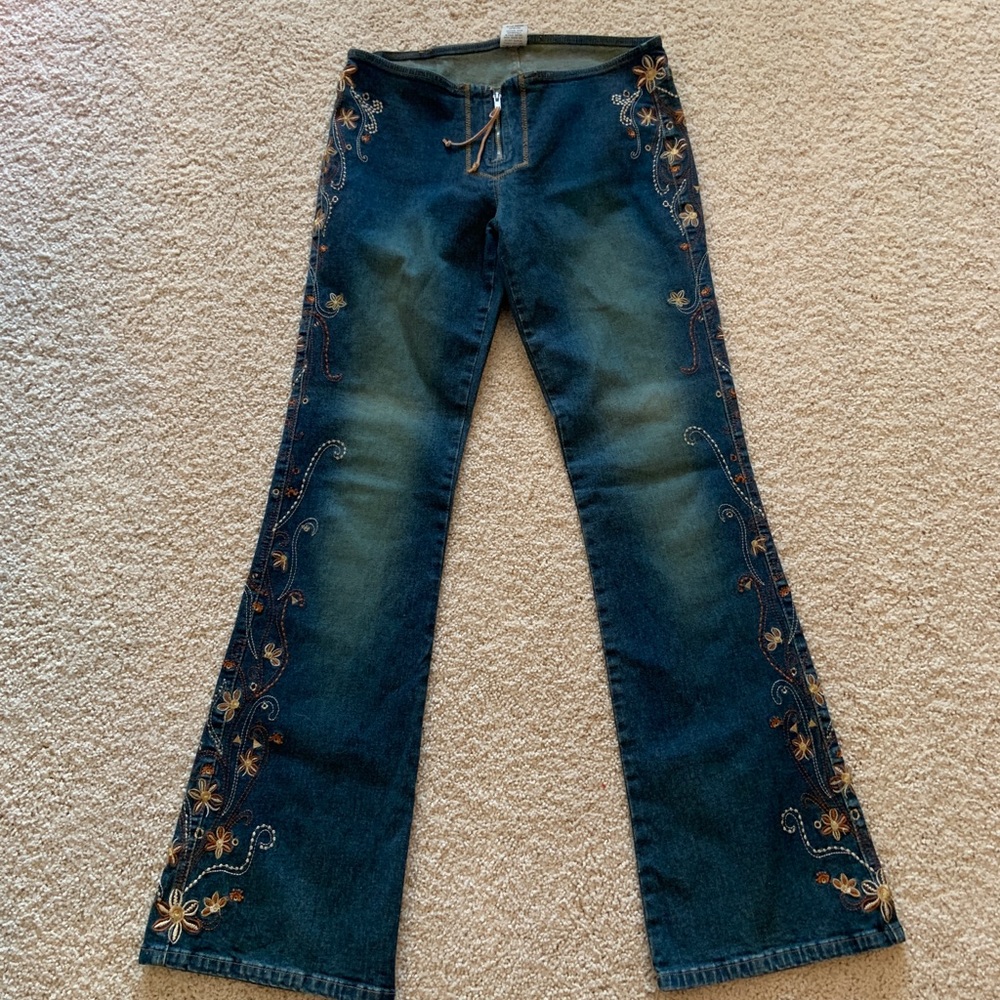 Z. Cavaricci Embroidered Flare Jeans